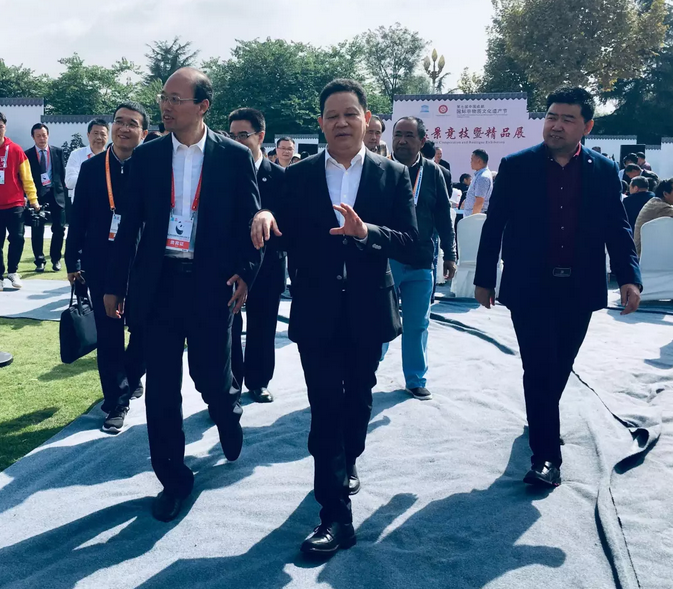 四川省副省长杨兴平参观“国际非遗节”川派盆景展  (图1)